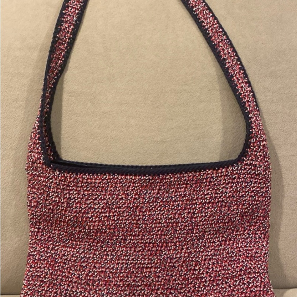 The Sak Red and Black Shoulder Bag with Textured Finish